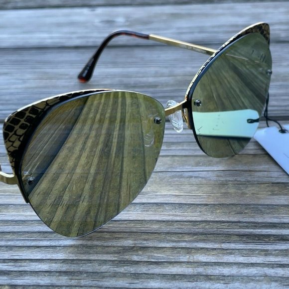 Leith Sunglasses Women Sunglasses UV Protect Gold Plated Cat Eyes Mirror Lenses - Picture 6 of 12